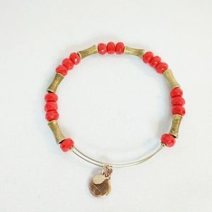 Alex and Ani Gold & Red Beaded Bracelet